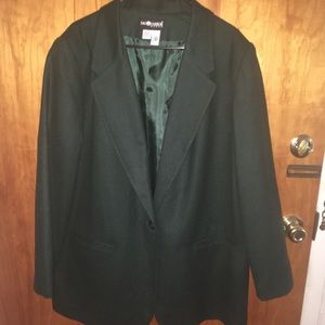 Dark Pine Green Wool Blazer, Size 20W